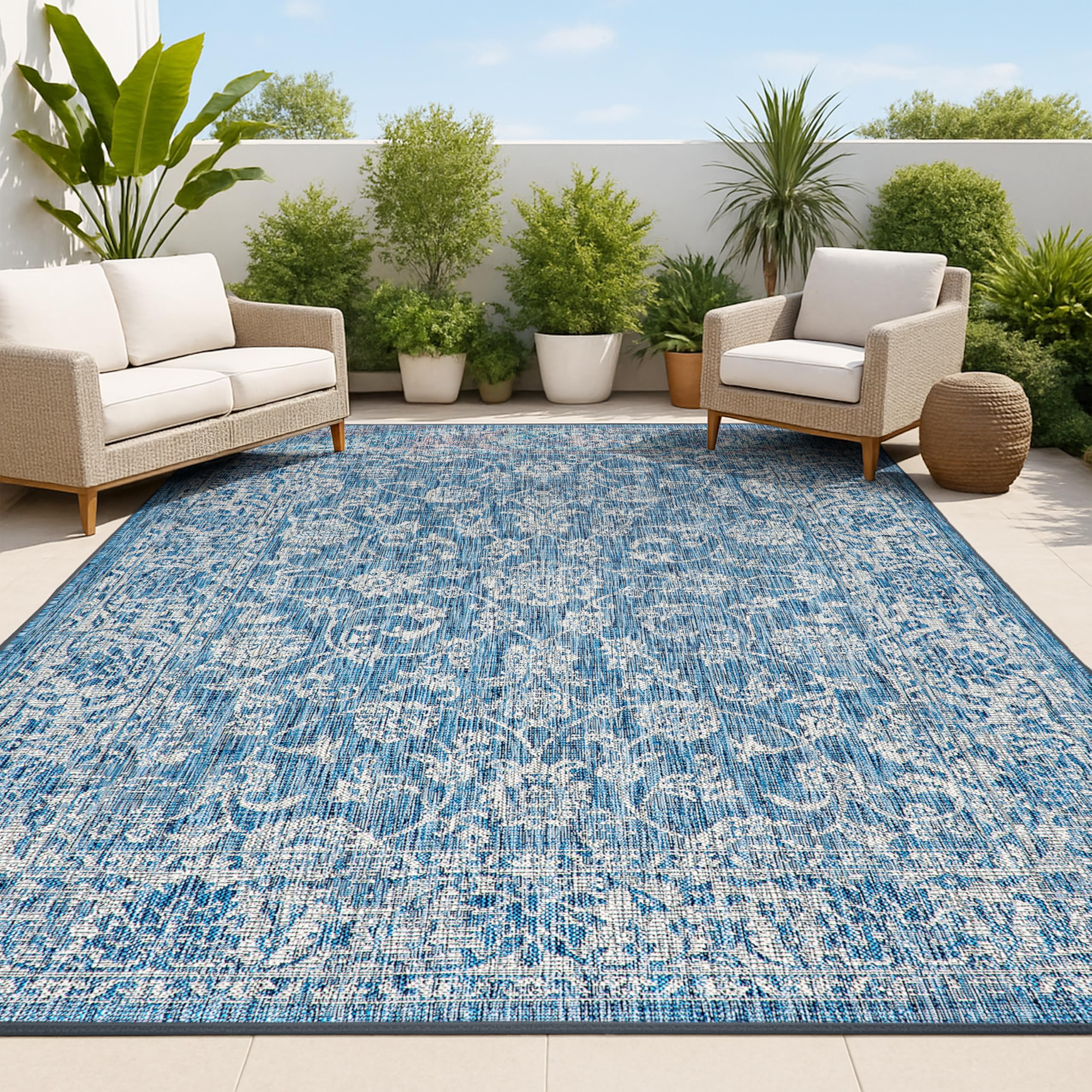 JONATHAN Y Weave Floral Outdoor Rug