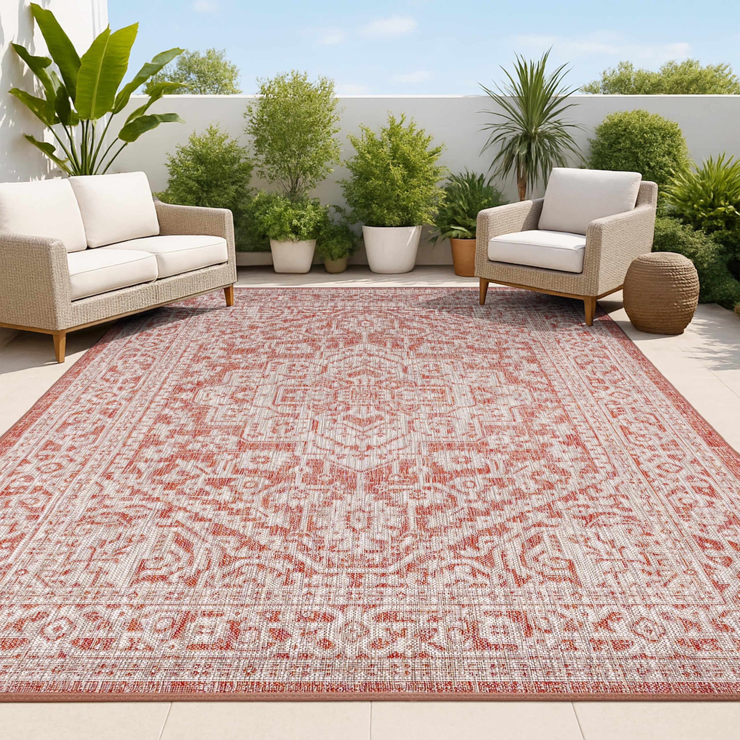 JONATHAN Y Medallion Weave Outdoor Rug
